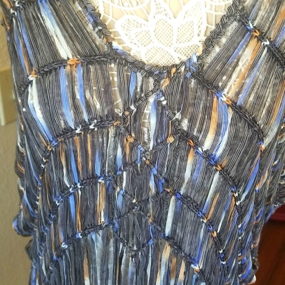 CINDIGINDI Boho Hippie Retro Fringe Top/Coverup size OS - Picture 2 of 5